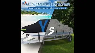 GUARD Boat Cover Waterproof,  Marine Grade , Fits for V-Hull, TRI-Hull, Fishing Runabout Bass Boat