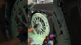 Porsche wheel rims professionally cleaned! #CarWash #CarWashSoluble #TireBrush #CarWash
