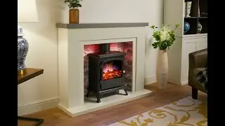 Endeavour Fires Farlington Electric Stove Suite 48&rsquo;&rsquo; in Off White Surround