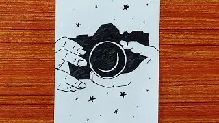Camera drawing 📷/How to draw holding hands camera /Aashiq Art🎨