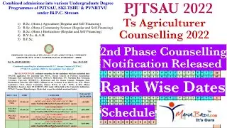 PJTSAU Bsc Agriculture 2022 2nd Phase Counselling notification released | Rank wise schedule dates