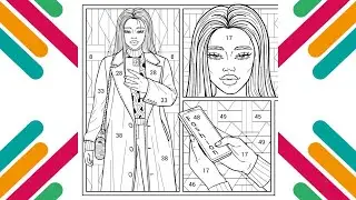 Fashion girl in a raincoat | Coloring Pages by Numbers