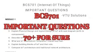 Internet Of Things, Super important questions, BCS701, 22 scheme, 7th sem, CSE Stream