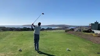 What a view!! #bodegabay #golf great golf course right on the water!! Full swing #driver #golfswing