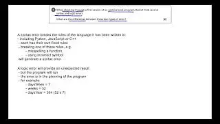 Programming Techniques, Programs, Translators and Languages: Errors - OCR GCSE Computer Science