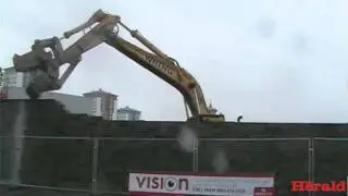 South Yard wall in Devonport, Plymouth, Devon, demolished