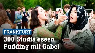 Frankfurt: 300 Studenten treffen sich, um Pudding mit der Gabel zu essen |&nbsp;hessenschau
