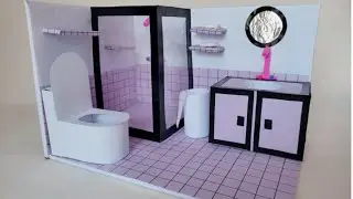 DIY Miniature Cardboard Purple Bathroom | HOW To Build Mini Bathroom | DIY Satisfying Miniature