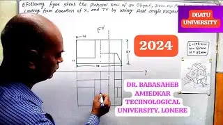 following figure shows the pictorial view of an object, draw its front View Apply looking from