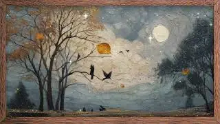 Crows Under the Moon ✨ Moody Fall Landscape Painting 🌙 | Frame TV Art + Chill LoFi Music 4K Chillhop