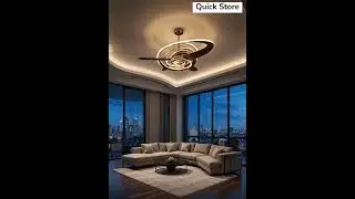 Modern Living Room with Futuristic Ceiling Fan ✨  #livingroom