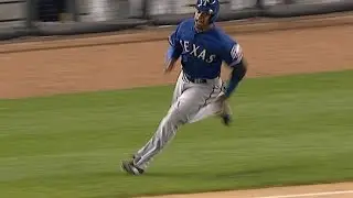 TEX@NYY: DeShields flaunts his speed on pair of hits