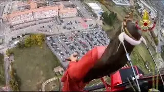 Santa Barbara Statue Flies Over Italy to Celebrate Feast Day