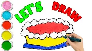 How To Draw A Cute Birthday Cake, Drawing, Painting & Coloring For Kids and Toddlers_ Child Art 🐋🌈🎨