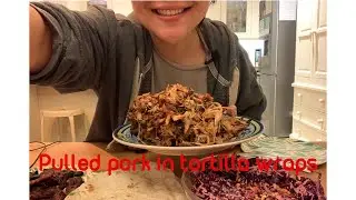 ASMR MUKBANG EATING HOMEMADE PULLED PORK, CRACKLING IN TORTILLAS WITH RED CABBAGE SLAW