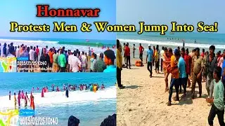 Honnavar Protest: Fishermen Jump Into Sea Against Port Survey! 🌊⚠️