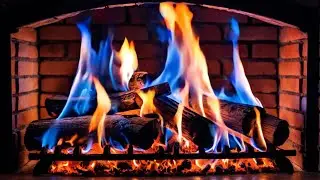 Fireplace in Brick Wall 📺🔥 Fireplace Blue Flames | Cozy Fireplace for Winter Ambience (No Music)