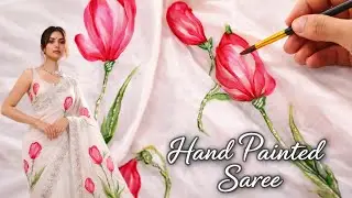 Hand-painted saree l dupatta l dress#paintingdesign