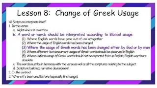 Lesson 8 Usage of Greek Words Changed