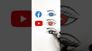 Drawing Social Site Logo in Eyes #shorts