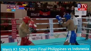Kick Boxing Men's K1 52Kg Semi Final Philippines vs Indonesia #seagames2023