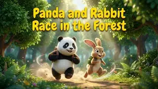 Panda and Rabbit Race in the Forest - Panda Cute