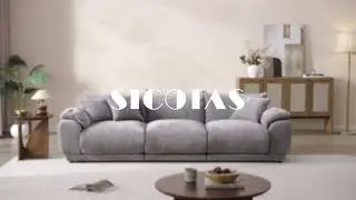 SICOTAS Noor Sectional 3 Seater Couch, Deep Seat - Warm grey