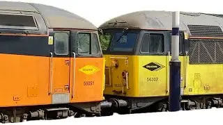 Double Headed Class 56 Grids Hauling Empty Bitumen Tankers and Northern DMUs Past Rose Grove Burnley