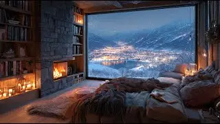 Cozy Winter Cabin Night ❄️ Relaxing Snowfall & Fireplace Ambience for Deep Sleep