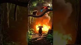 TEAMWORK Beats Panic 🐒🐶🦜 | Moral Story #Shorts#YouTubeShorts #AnimatedStory #MoralStory #Kids