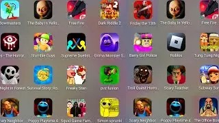 Grimace Monster Scary Survival,Free Fire,Poppy Playtime 4,Troll Quest Horror 3,Dark Riddle 2,Roblox