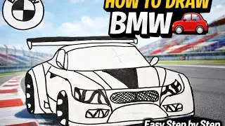  🚗 How to Draw a BMW Car | Easy Car Drawing Step by 🪜 Little Art Studio 