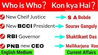 Who is Who? Kon Kya Hai latest? | bharat me wartman me kon kya hai | Current Affairs 2019 in English