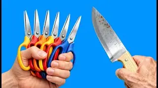 Простой способ заточить ножницы и ножи до бритвенной остроты за 1 минуту! Гениальный трюк 😱