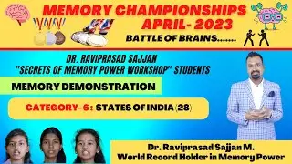 Recalling States Of India 🏆 | Memory Training | Students Memory Demonstration | Dr Raviprasad Sajjan