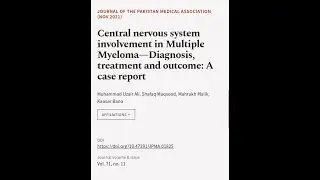 Central nervous system involvement in Multiple Myeloma&mdash;Diagnosis, treatment and outco... | RTCL.TV