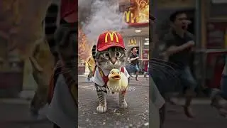 Cat saves duck in McDonald's Explosion!'（French fries rain！） #lofi #lofimu #animation