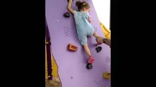 Toddler Climbing Rock Wall At The Park