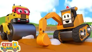 Super Excavator Builds a New House -Excavator, Bulldozer, Crane truck and Loader for kids.
