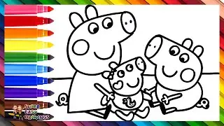Draw and Color Peppa Pig, George Pig, and Baby Evie Pig 🐷🐷🐷🍼💗🌈 Drawings for Kids