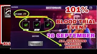 FREE FIRE BLOOD TRIAL EVENT ALL QUESTIONS CORRECT ANSWERS , 26 SEPTEMBER || DAY 3 , PART 2