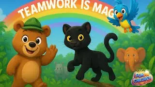 Jungle Rainbow Song &ndash; Bear, Leopard & Bird | 2D Animated Story Song for Kids | Teamwork Adventure
