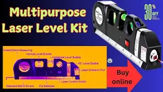 Multipurpose Laser Level Kit Standard Cross Line Laser leveler Beam Tool with Metric Rulers 8ft
