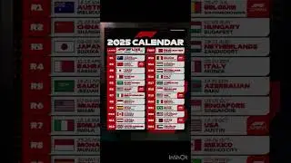 F1 2025 CALENDAR