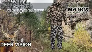 ASAT hunting camo with simulated Deer Vision on 14 backgrounds.  What Camo patter is Best for You?