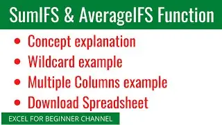 How to use SUMIFS or AVERAGEIFS functions with multiple criteria, wildcard | Excel for Beginners