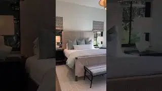 Guest Bedroom with Neutral Tones and Pops of Blue