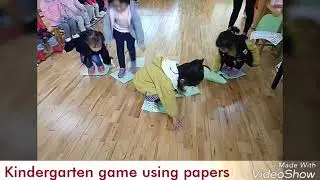 140 - English flashcards game for Kindergarten - Step on papers and move forward.