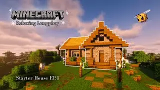 Minecraft Longplay — Building a Starter House | Cozy No Commentary | EP. 1