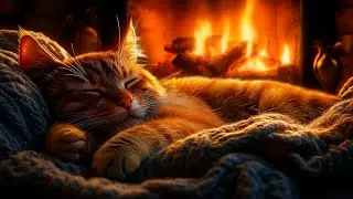 Спите с мурлыкающим котом 🔥 Атмосфера камина для спокойных ночей